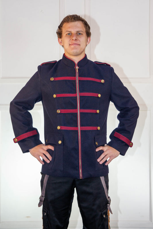 Military Jacket - Blue with Red