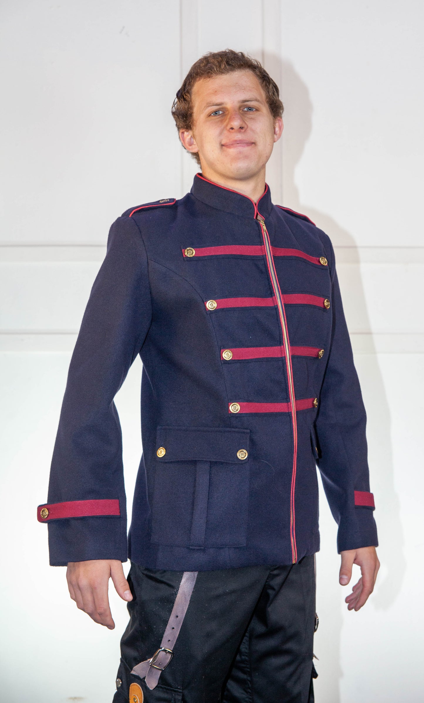Military Jacket - Blue with Red