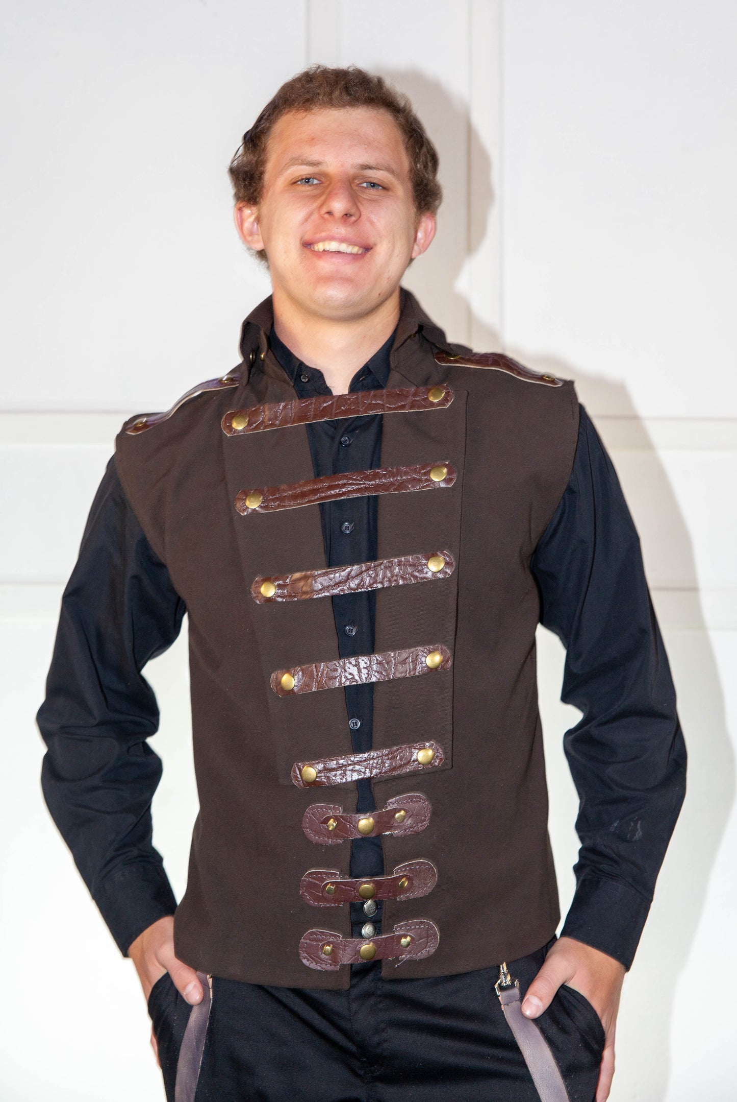 Waistcoat - Brown with Brown Leather Straps