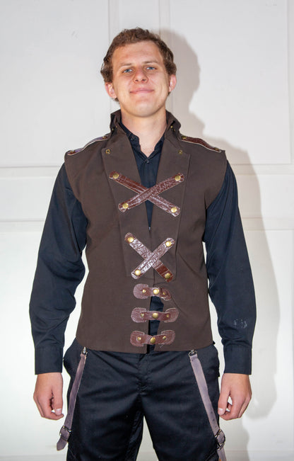 Waistcoat - Brown with Brown Leather Straps
