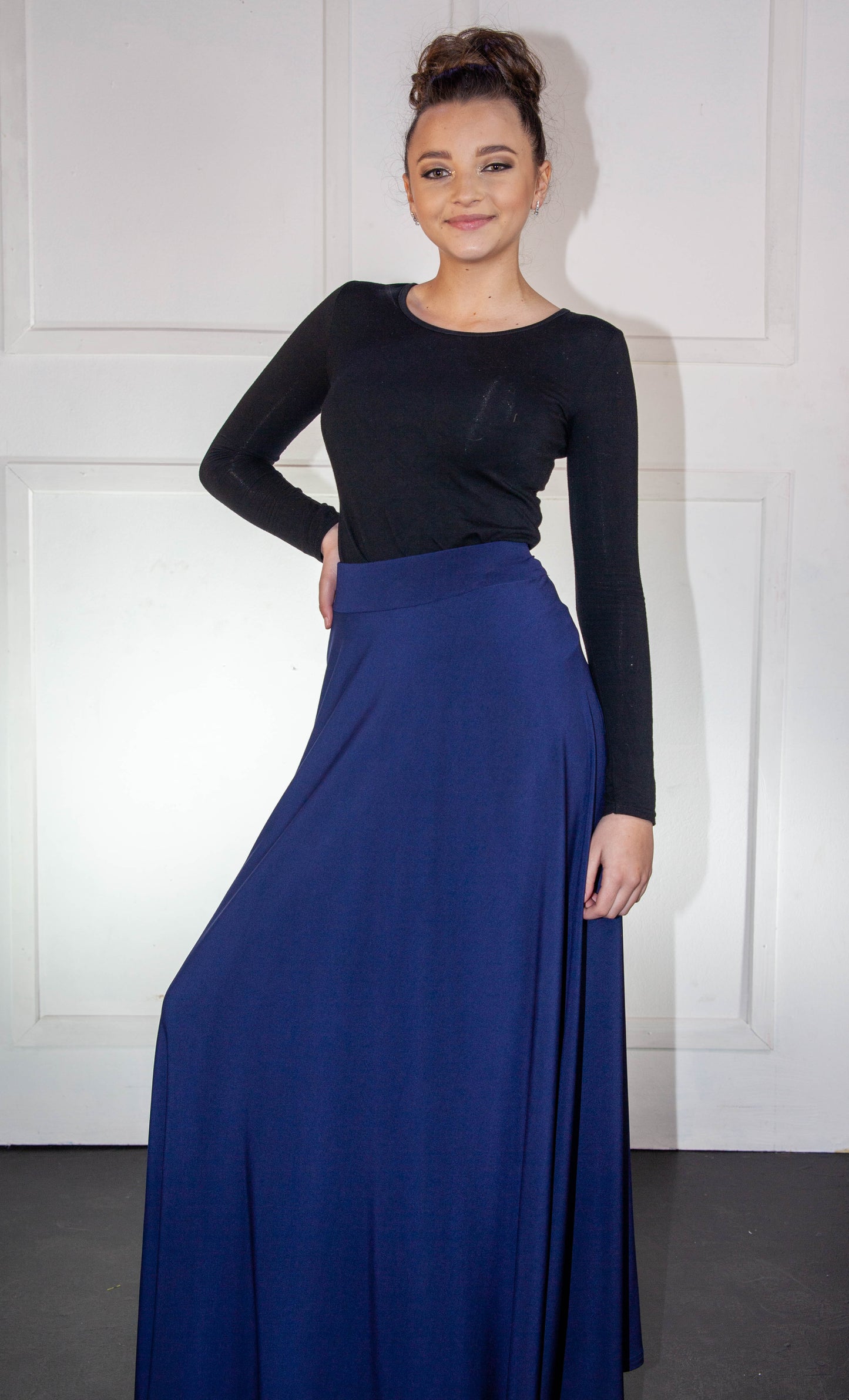 Skirt - Navy Blue Flair Long
