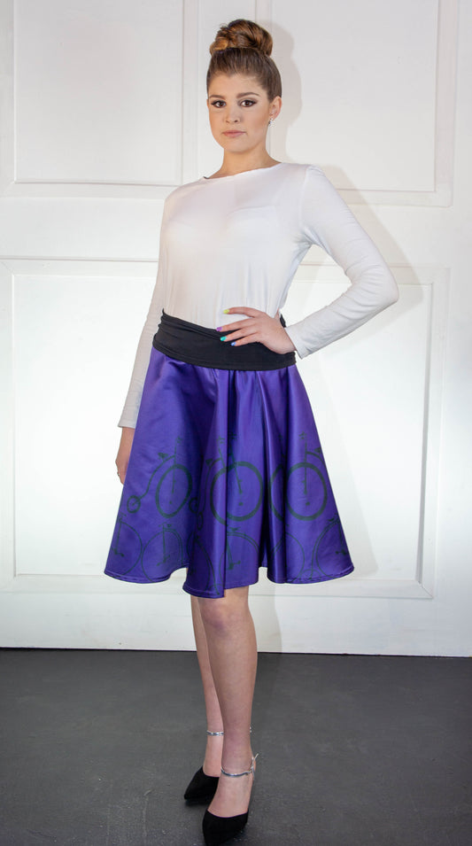 Skirt - Printed Penny Farthing Purple