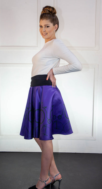 Skirt - Printed Penny Farthing Purple