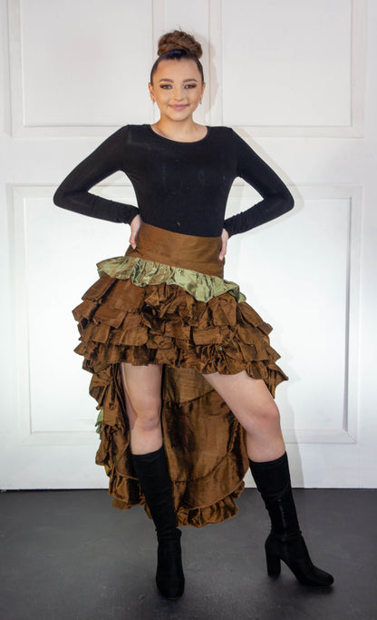 Skirt - Victorian High Low Camo Brown & Green
