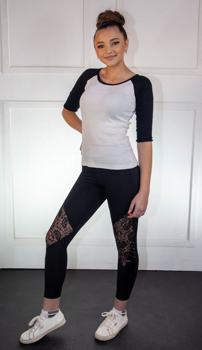 Leggings - Black Leather and Lace