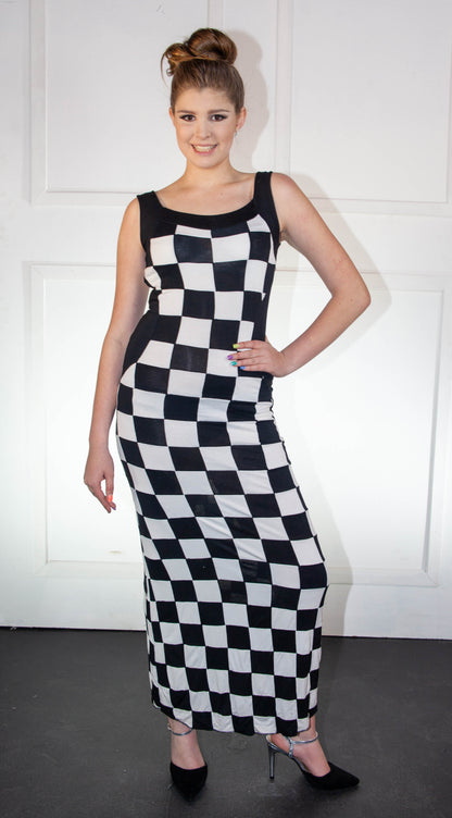 Summer Dress - Checkered Black & White