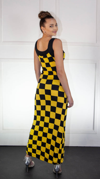 Summer Dress - Checkered Yellow & Black