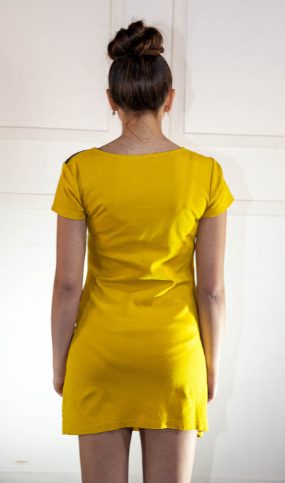 Summer Dress - Short Yellow & Grey