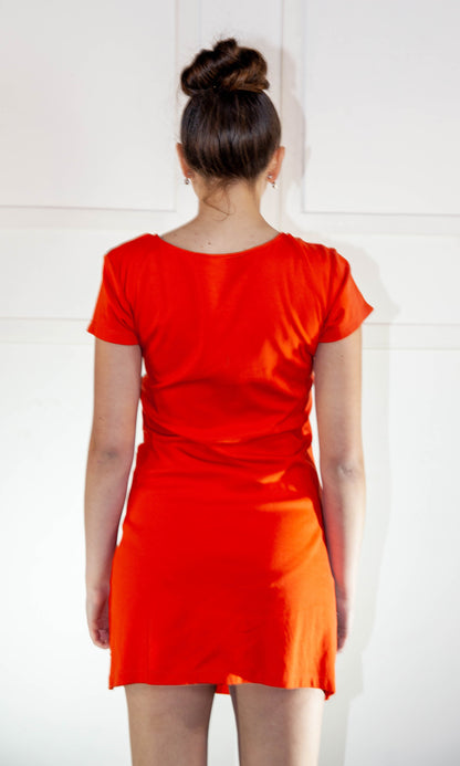 Summer Dress - Short Orange & Grey