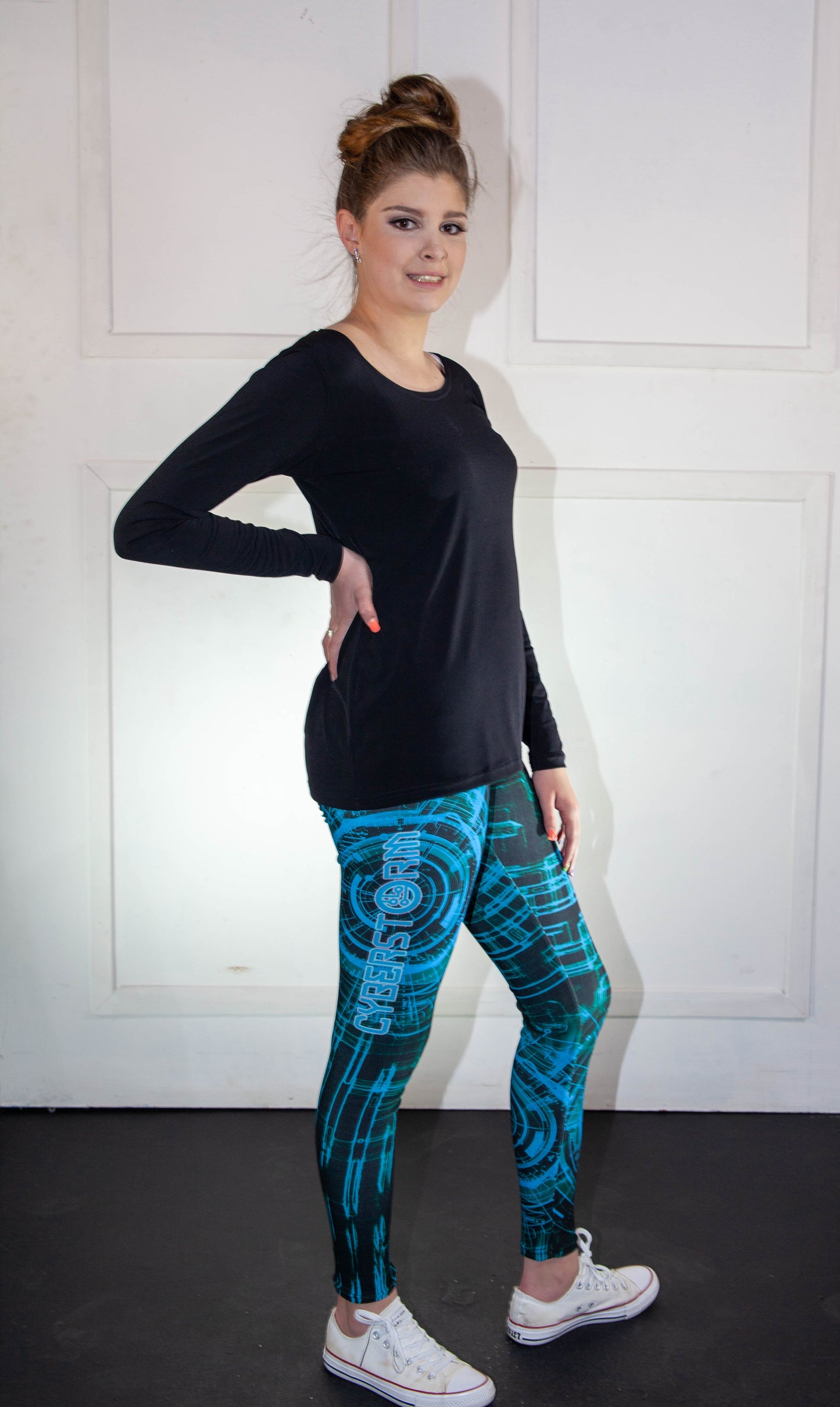 Leggings - CyberStorm Turquoise & Black