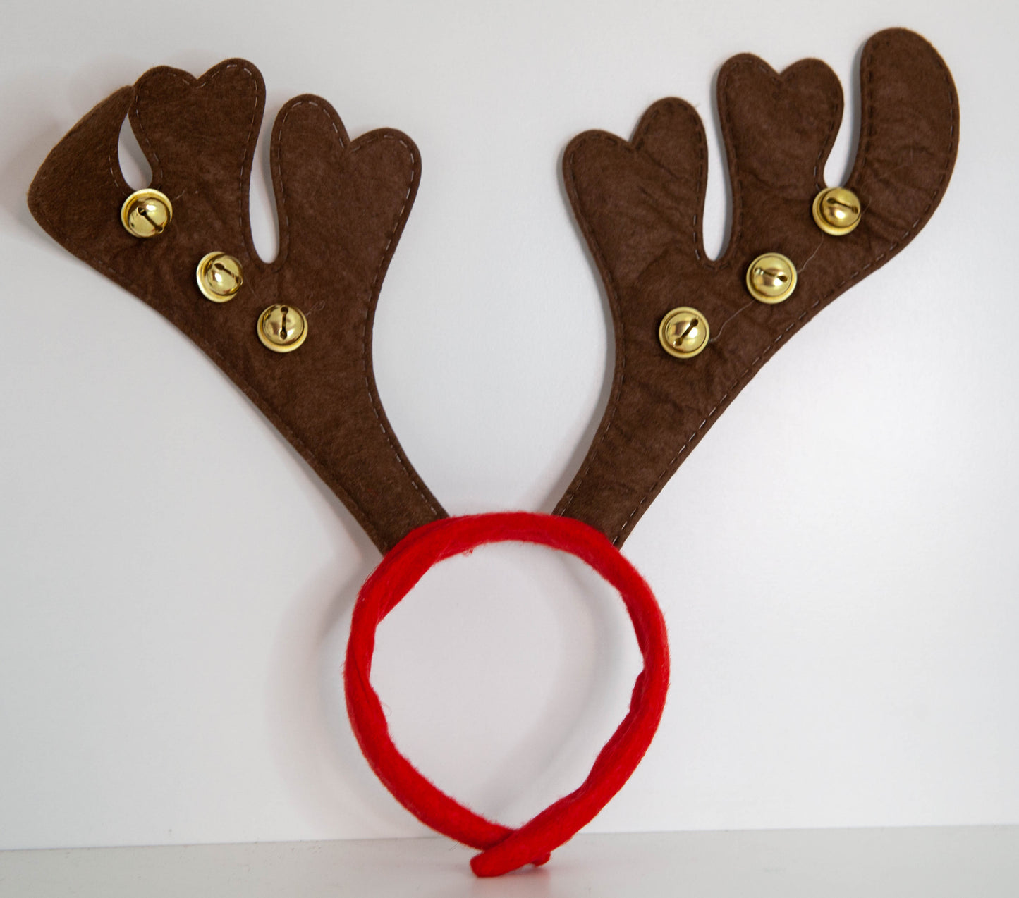 Red and Brown Reindeer Ears With Bells