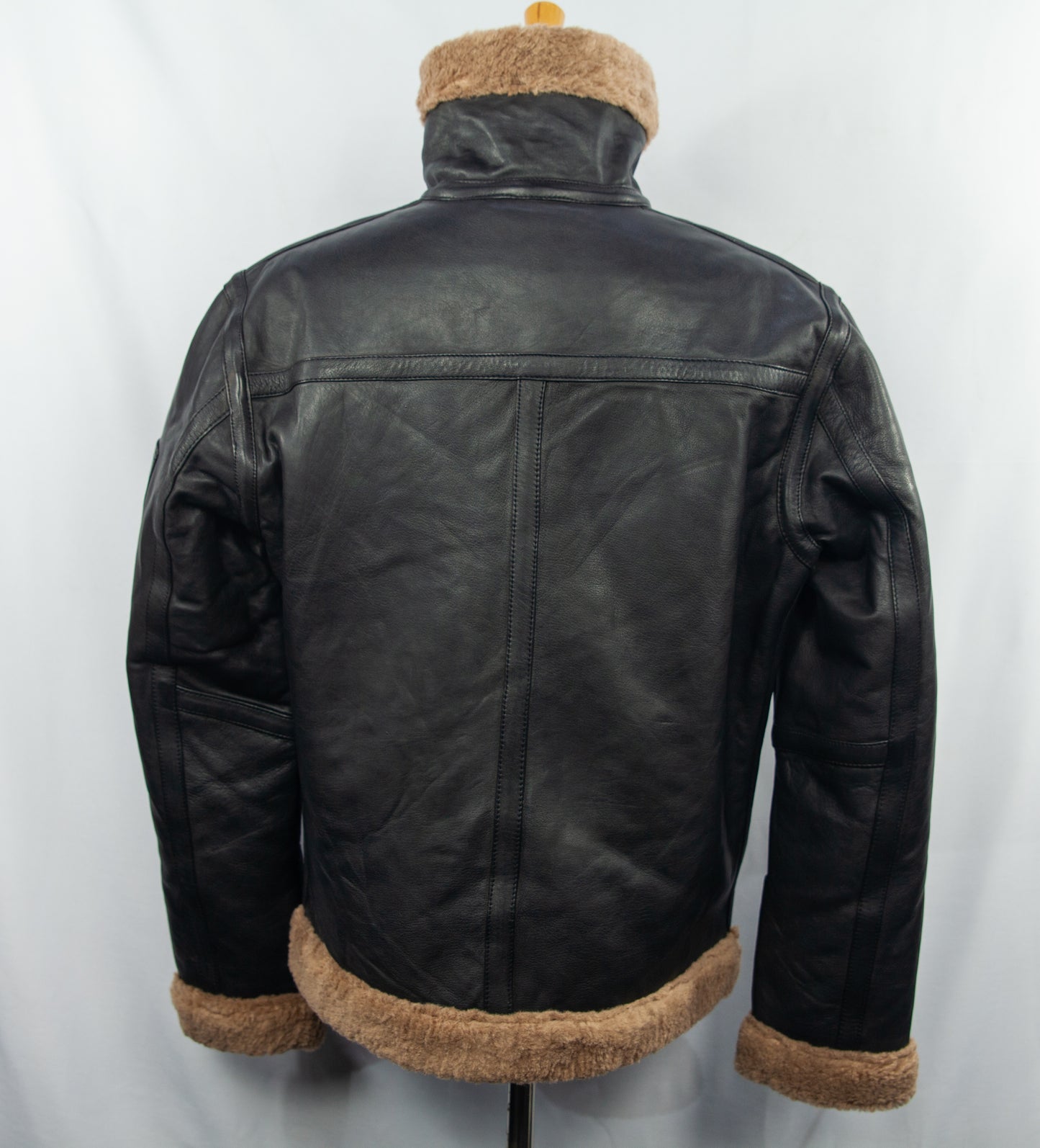 Aviator Black Leather Jacket with Fur Collar