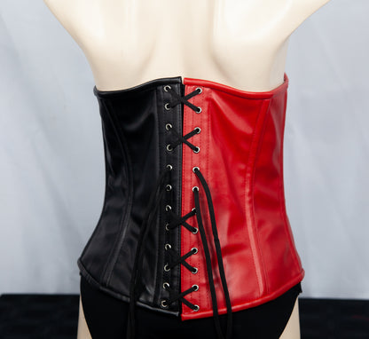 Corset - Black & Red Leather Look PVC