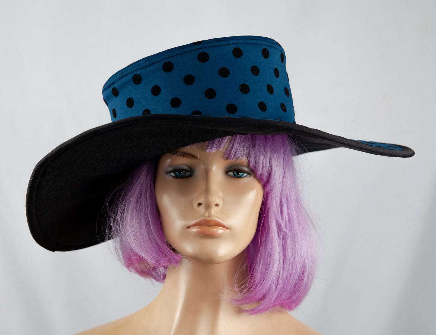 Durban July Fashion Hat - blue with black spots