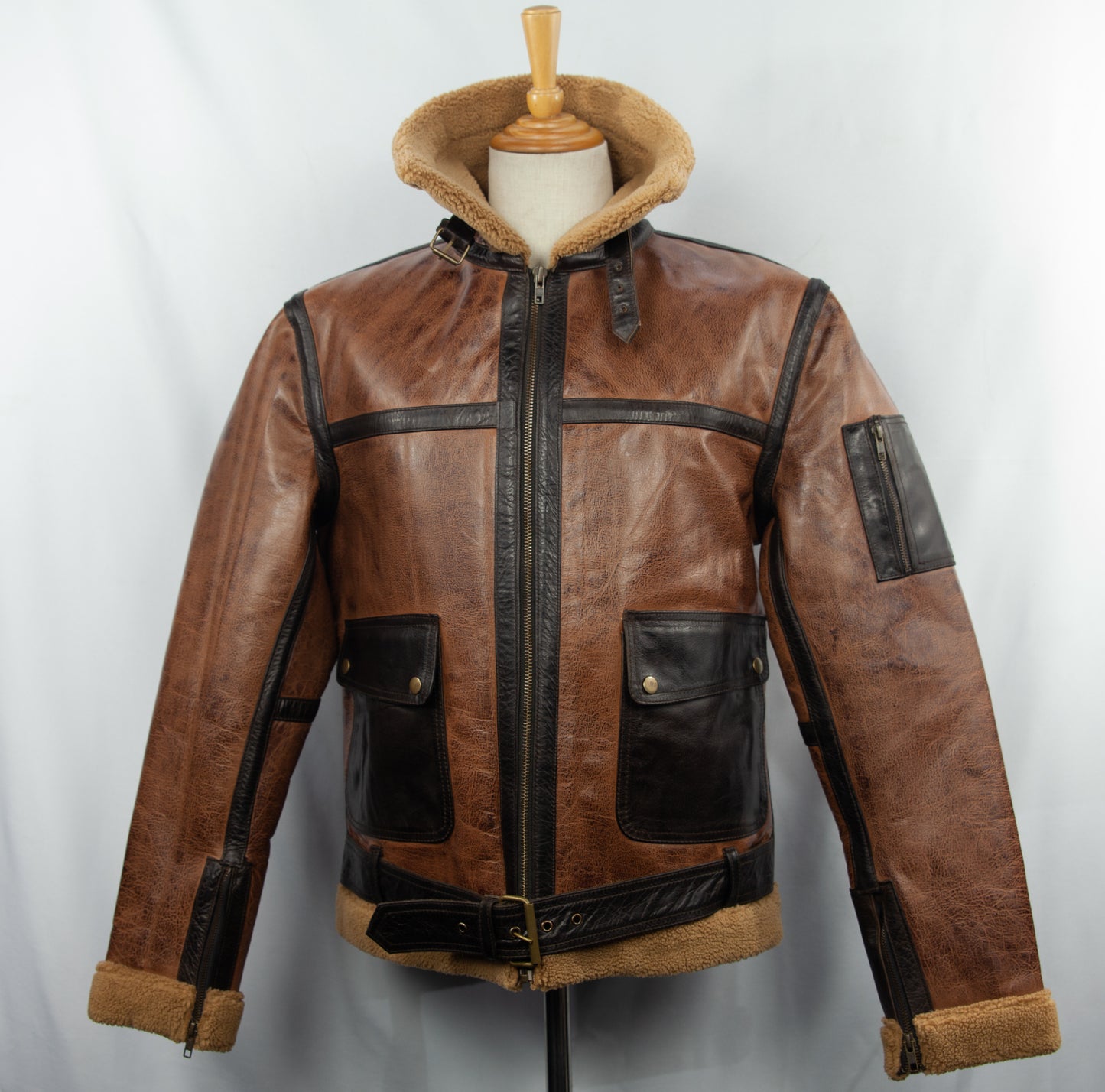 Aviator Brown Leather Jacket with Fur Collar