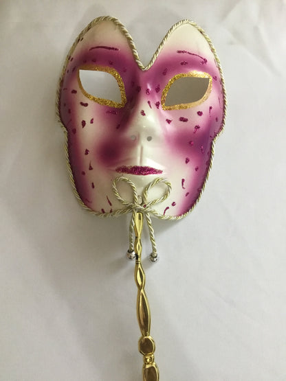 Glossy Masquerade Mask on a Stick