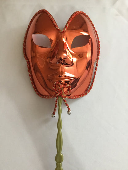 Glossy Masquerade Mask on a Stick