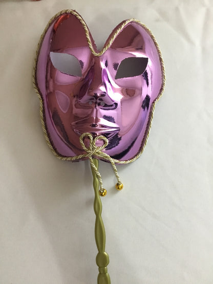 Glossy Masquerade Mask on a Stick