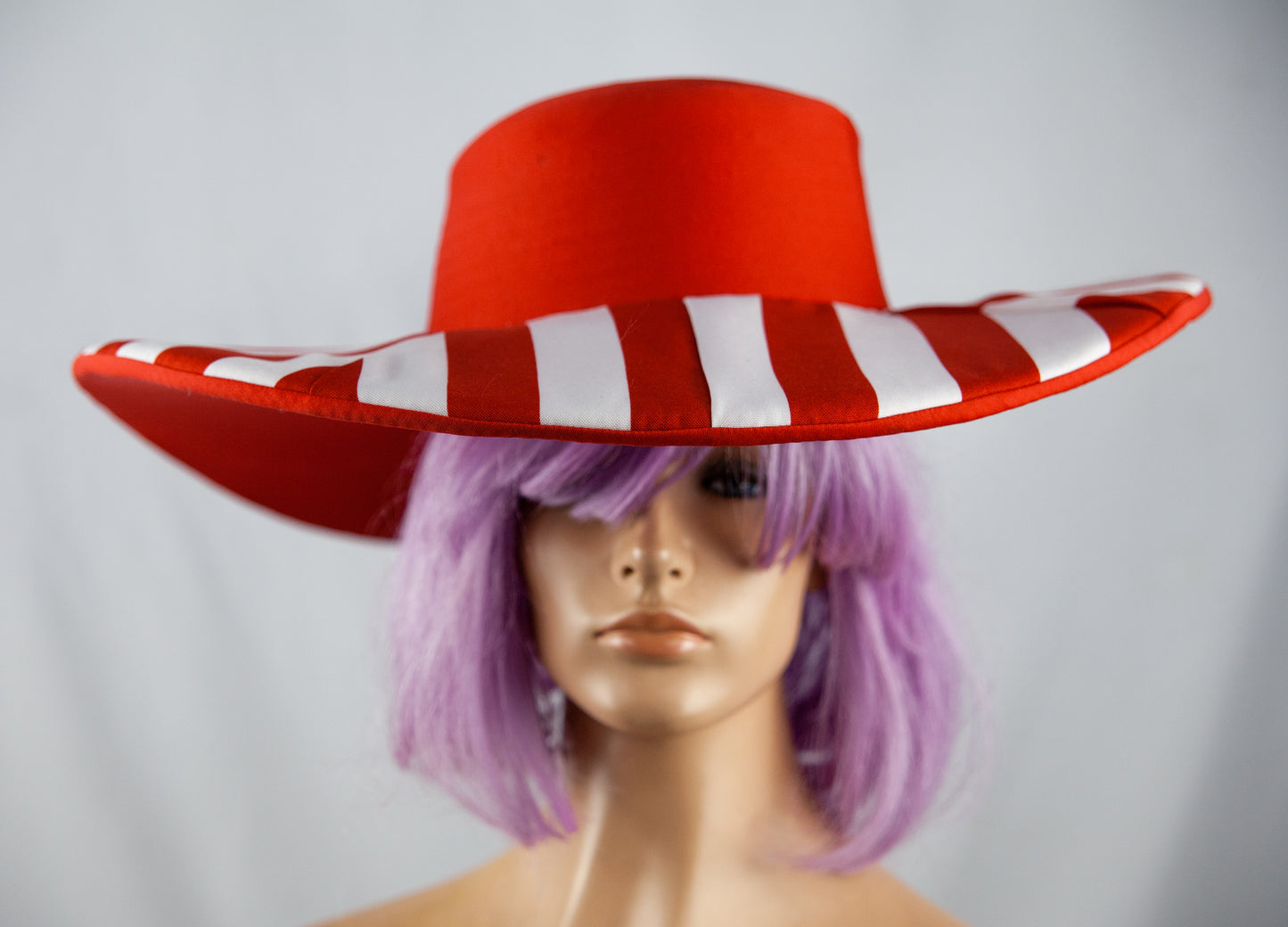 Durban July Fashion Hat - red with white stripes on brim